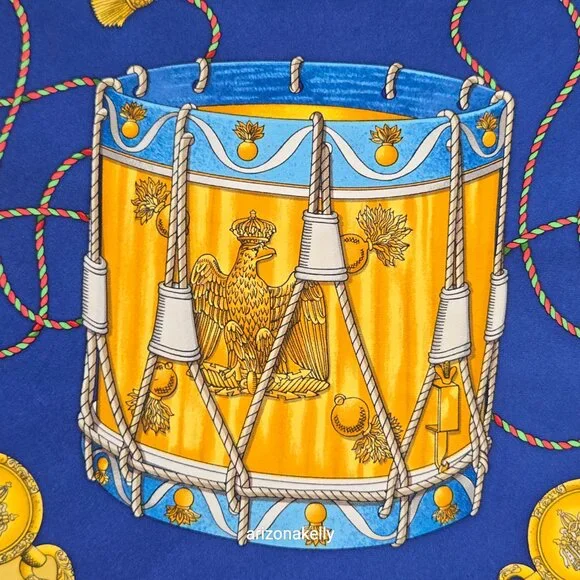 Hermès 'Les Tambours' Silk Scarf Gold Yellow - Picture 7 of 15